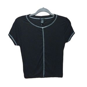 Women's Rue 21 Black Tshirt with White Stitching